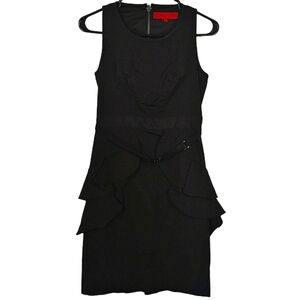 Sinclair 10‎ Women's Size 2 black high fashion hip peplum  body con midi dress